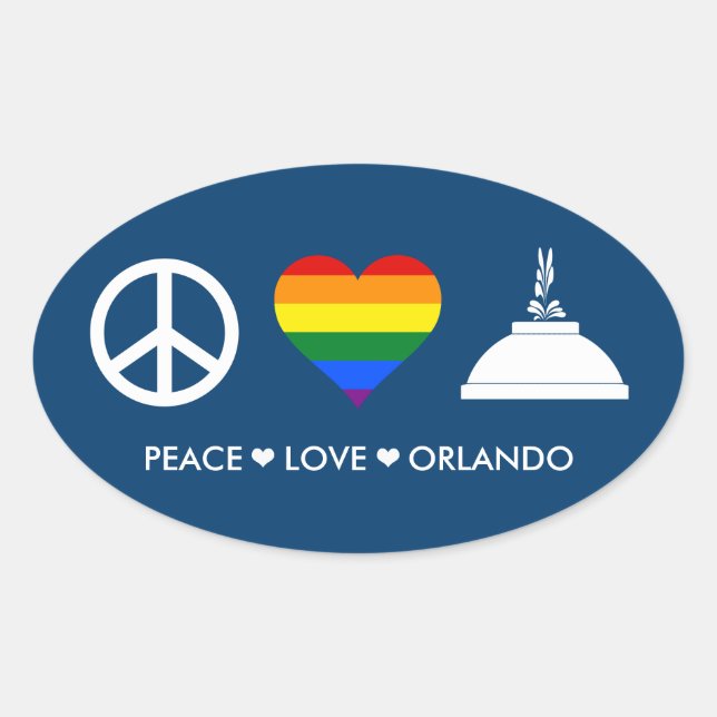STICKER OVALE L'AMOUR DE LA PAIX ORLANDO (Devant)