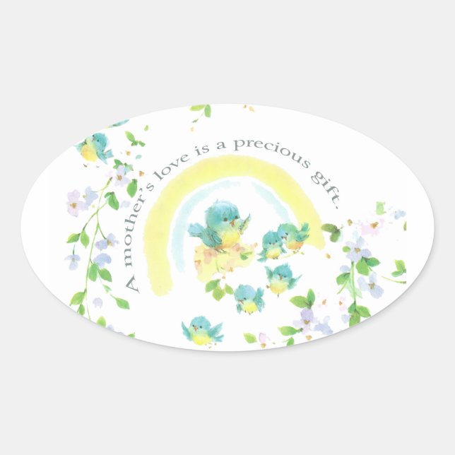 Sticker Ovale L'amour d'une mère est un cadeau précieux (Devant)