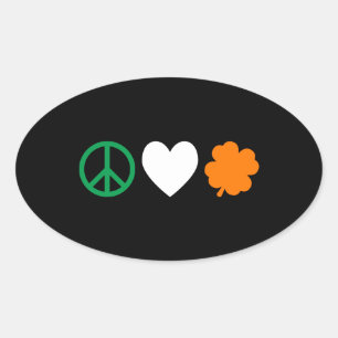 Sticker Ovale L'amour pour la paix en Irlande et les Shamrocks
