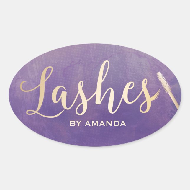 Sticker Ovale Lashes maquillage Artiste Gold Script Élégant viol (Devant)