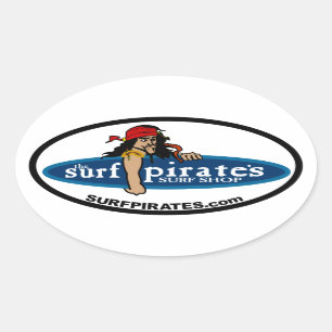 Sticker Ovale l'autocollant de MAGASIN du SURF des surfpirate