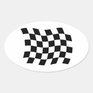 Sticker Ovale L'autocollant Drapeau à Damier
