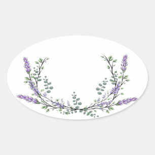 Sticker Ovale Lavande et Eucalyptus