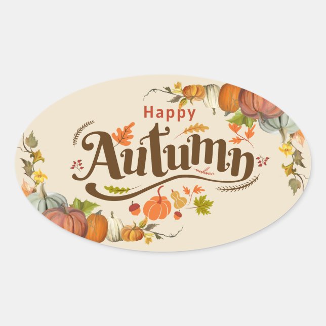 Sticker Ovale Le Citrouille d'automne d'automne (Devant)
