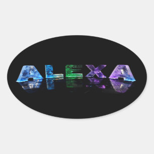 Sticker Ovale Le nom Alexa en lumières