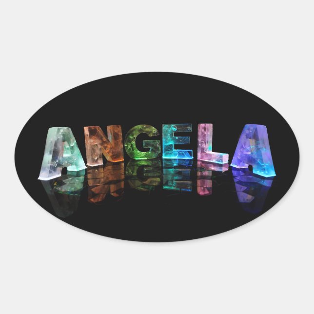 Sticker Ovale Le nom Angela en lumières (Devant)