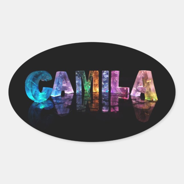 Sticker Ovale Le nom Camila en lumières 3D (Devant)