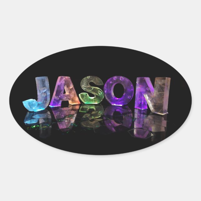 Sticker Ovale Le nom Jason en lumières 3D (photo) (Devant)
