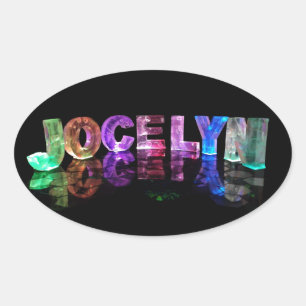 Sticker Ovale Le nom Jocelyn en lumières 3D (photo)