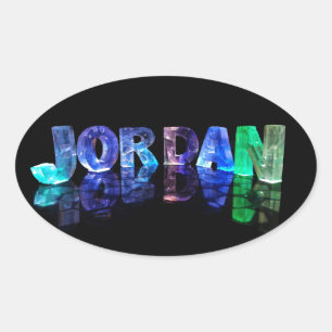 Sticker Ovale Le nom Jordan en lumières 3D (photo)