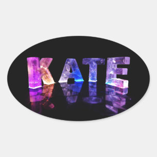 Sticker Ovale Le nom Kate en lumières 3D (photo)