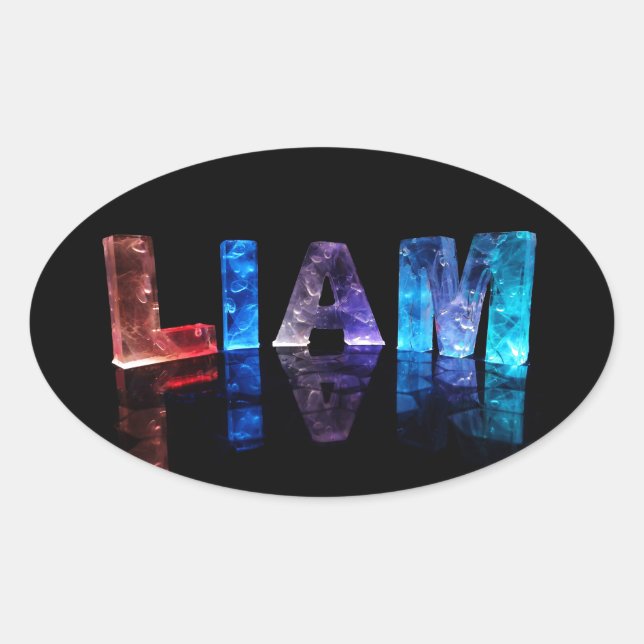 Sticker Ovale Le nom Liam en lumières 3D (photo) (Devant)