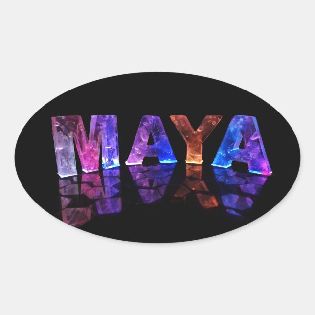 Sticker Ovale Le nom Maya en lumières 3D (photo) (Devant)