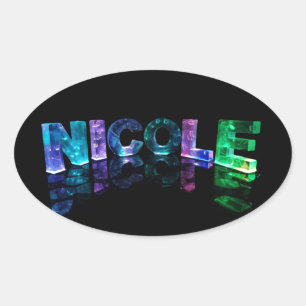Sticker Ovale Le nom Nicole en lumières 3D (photo)
