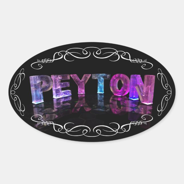 Sticker Ovale Le nom Peyton - Nom en lumières (Photographie) (Devant)