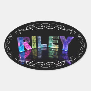 Sticker Ovale Le nom Riley en lumières 3D (photo)