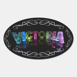 Sticker Ovale Le nom Victoria - Nom en lumières (Photographie)