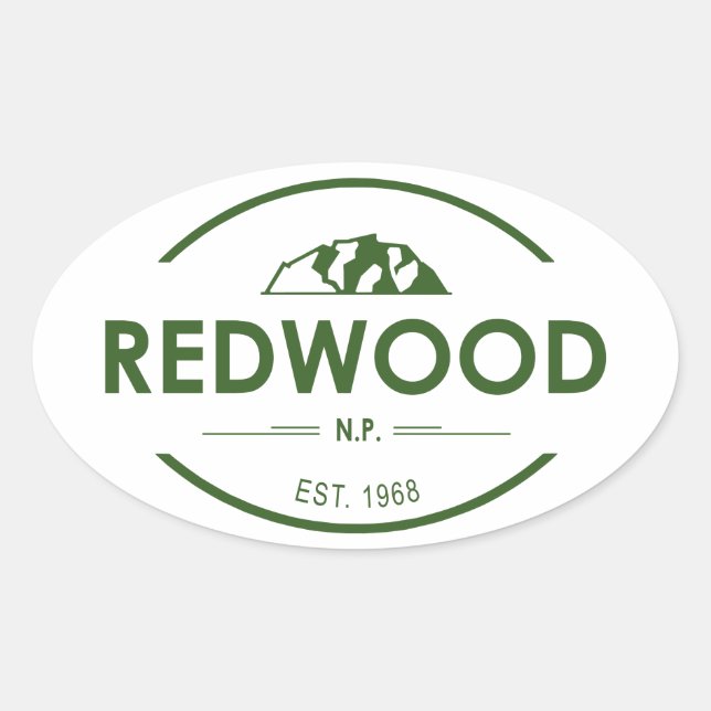 Sticker Ovale Le parc national de Redwood (Devant)