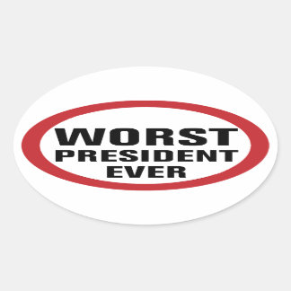 Sticker Ovale Le pire président jamais opposé à Trump