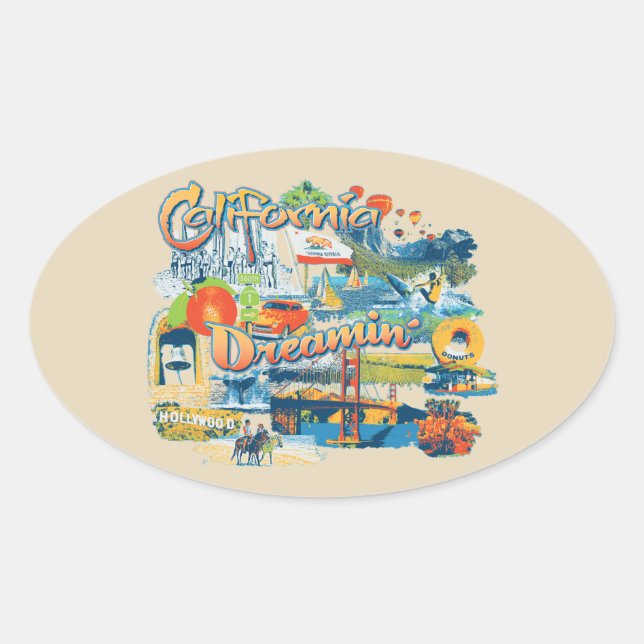Sticker Ovale Le rêve de Californie (Devant)