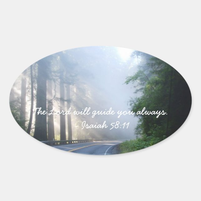 Sticker Ovale Le Seigneur vous guidera toujours (Devant)