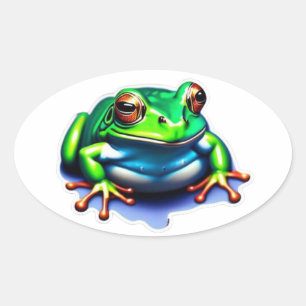 Sticker Ovale Leap lunaire - Grenouille verte