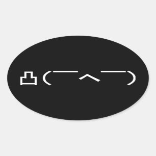 Sticker Ovale L'émoticône du doigt d'orient japonais Komoji