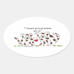 Sticker Ovale Léopards de dessin animé avec citation mignonne