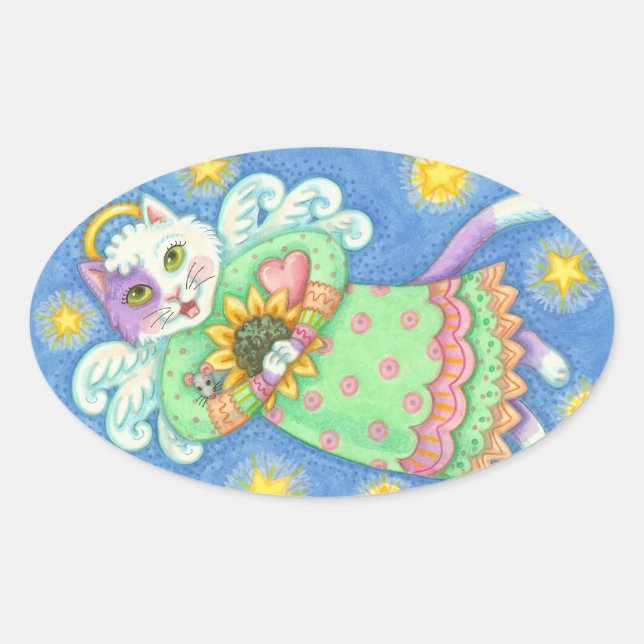 Sticker Ovale LES ANGELS REGARDENT, LES BÂTIMENTS DE CHAT Oval,  (Devant)