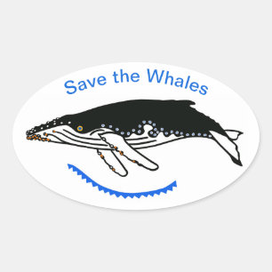 Sticker Ovale Les animaux sauvages Sauvez les BALEINES -Animaux