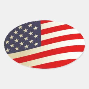Sticker Ovale Les étoiles du drapeau américain frappent les trou
