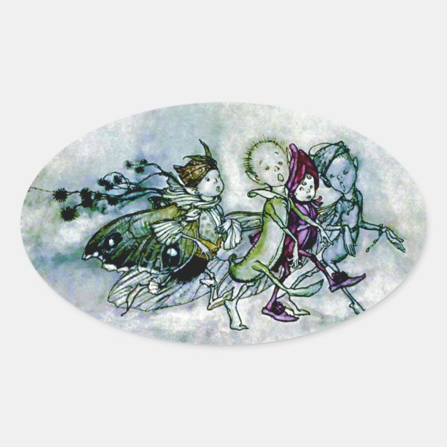 Sticker Ovale Les fées de rêve d'une nuit d'été (Devant)