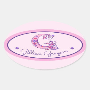 Sticker Ovale Les filles faites sur commande de monogramme de
