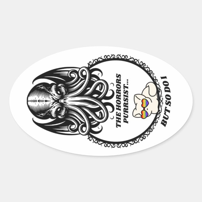 Sticker Ovale Les horreurs PURRsist (Devant)