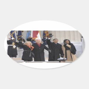 Sticker Ovale Les Obama et les Bidens