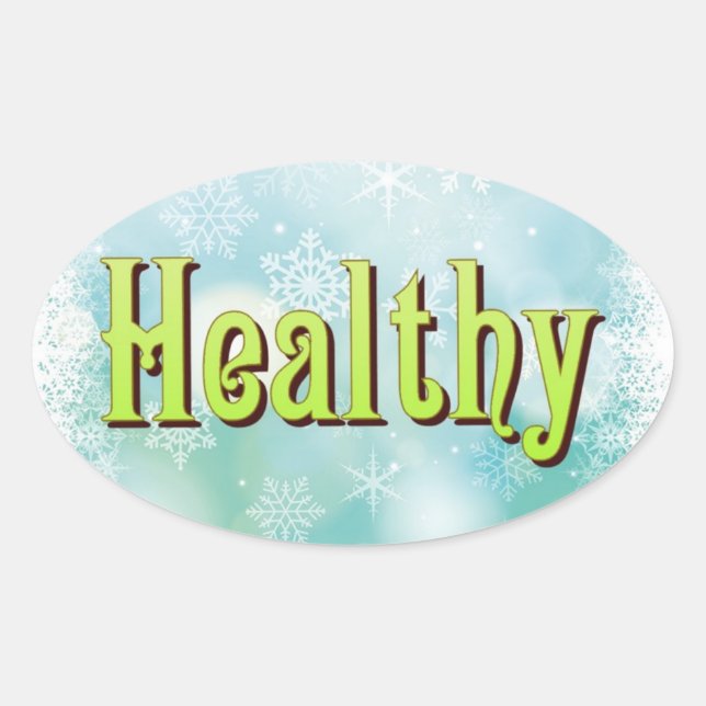Sticker Ovale Les quatre grands Mantras : Happy Healthy Wise Wea (Devant)