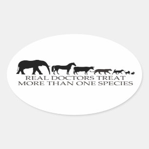 Sticker Ovale Les Vétérinaires Traitent Plus D'Une Espèce