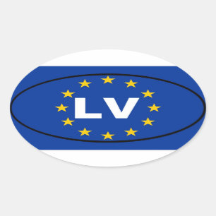 Sticker Ovale Lettonie LV Union européenne