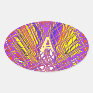 Sticker Ovale Lettre A, logo coloré design du texte