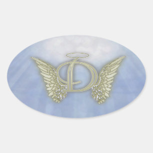 Sticker Ovale Lettre D Angel Monogramme