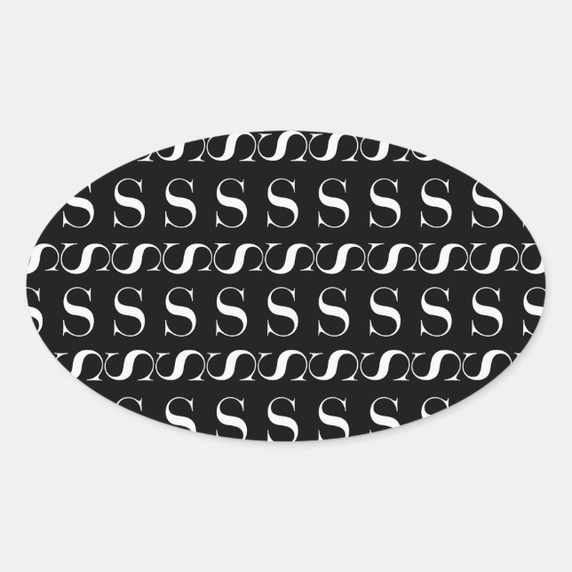 STICKER OVALE LETTRE INITIALE MONÂTRE S (Devant)