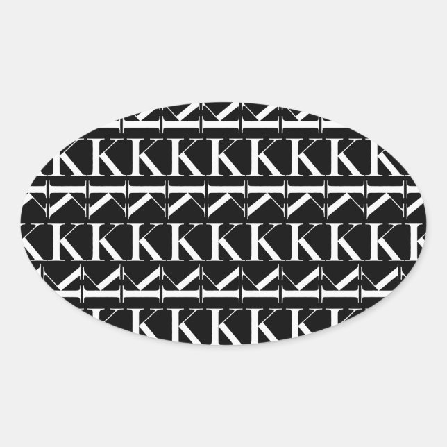 Sticker Ovale Lettre initiale monogramme K (Devant)