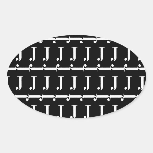 STICKER OVALE LETTRE INITIALE MOYENNE J (Devant)