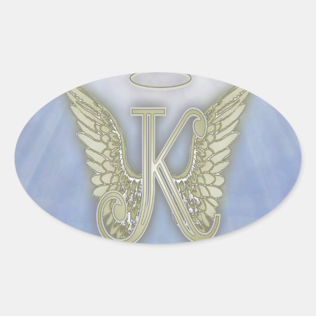 Sticker Ovale Lettre K Angle Monogramme (Devant)