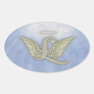 Sticker Ovale Lettre L Angel Monogramme