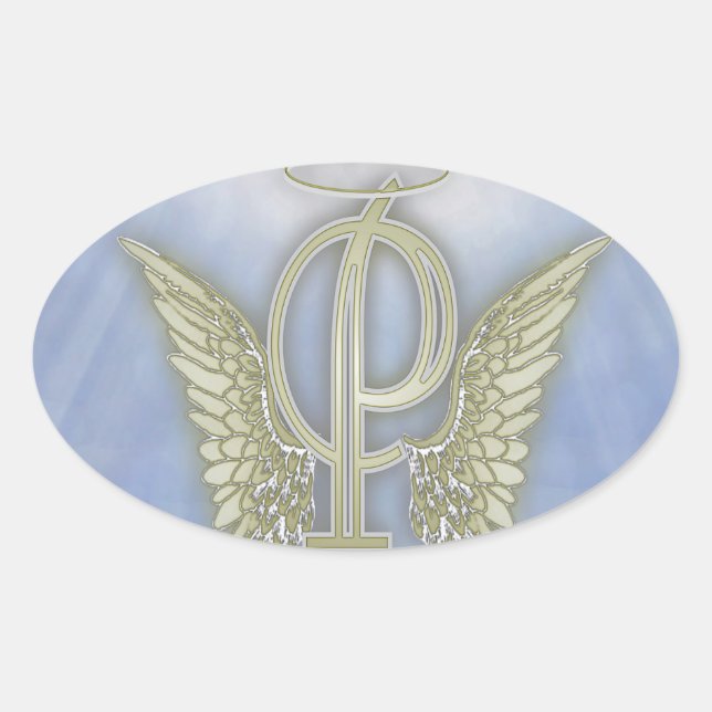 Sticker Ovale Lettre P Angel Monogramme (Devant)