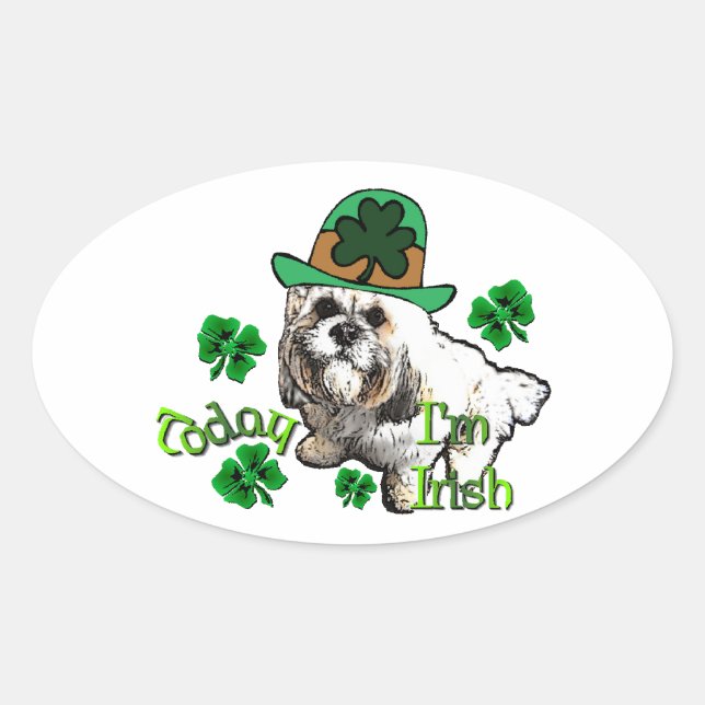 Sticker Ovale Lhasa Apso St patrick (Devant)