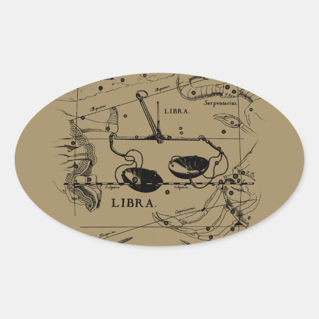 Sticker Ovale Libra Constellation Map Hevelius vers 1690 (Devant)