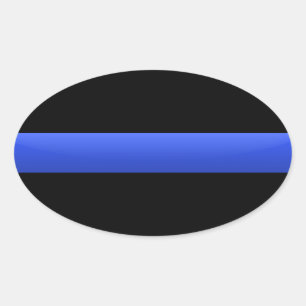 Sticker Ovale Ligne bleue mince