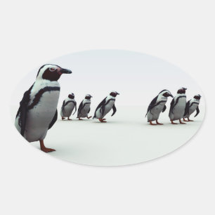Sticker Ovale Ligne de pingouin